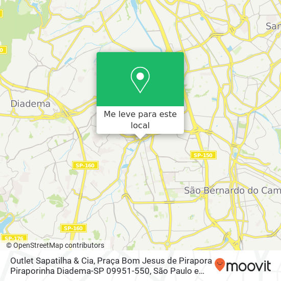 Outlet Sapatilha & Cia, Praça Bom Jesus de Pirapora Piraporinha Diadema-SP 09951-550 mapa