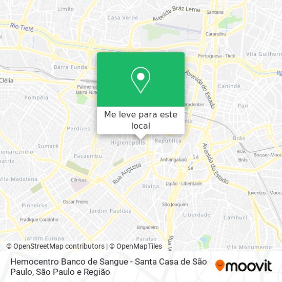 Hemocentro Banco de Sangue - Santa Casa de São Paulo mapa