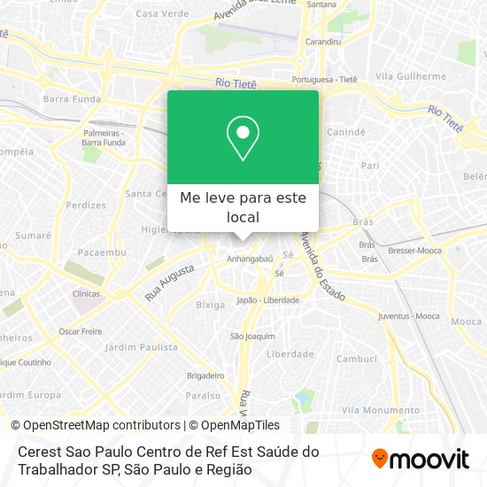 Cerest Sao Paulo Centro de Ref Est Saúde do Trabalhador SP mapa