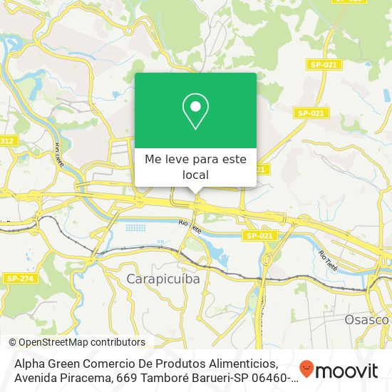 Alpha Green Comercio De Produtos Alimenticios, Avenida Piracema, 669 Tamboré Barueri-SP 06460-030 mapa