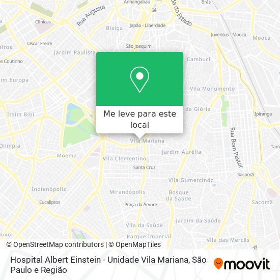 Hospital Albert Einstein - Unidade Vila Mariana mapa