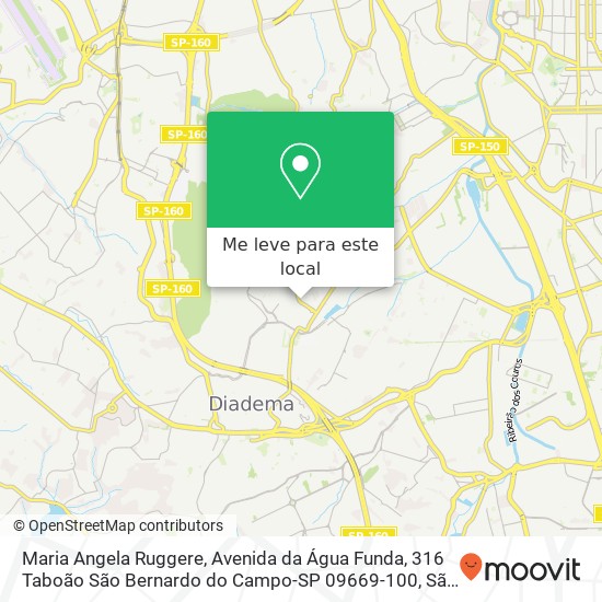 Maria Angela Ruggere, Avenida da Água Funda, 316 Taboão São Bernardo do Campo-SP 09669-100 mapa