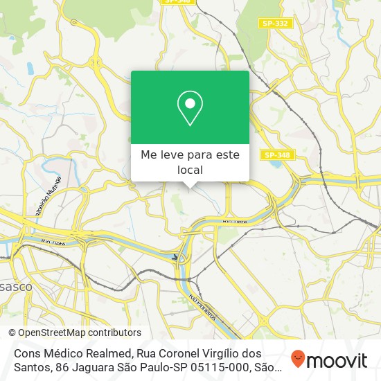 Cons Médico Realmed, Rua Coronel Virgílio dos Santos, 86 Jaguara São Paulo-SP 05115-000 mapa