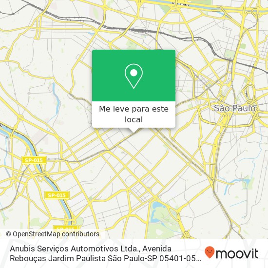 Anubis Serviços Automotivos Ltda., Avenida Rebouças Jardim Paulista São Paulo-SP 05401-050 mapa