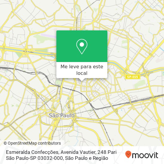Esmeralda Confecções, Avenida Vautier, 248 Pari São Paulo-SP 03032-000 mapa