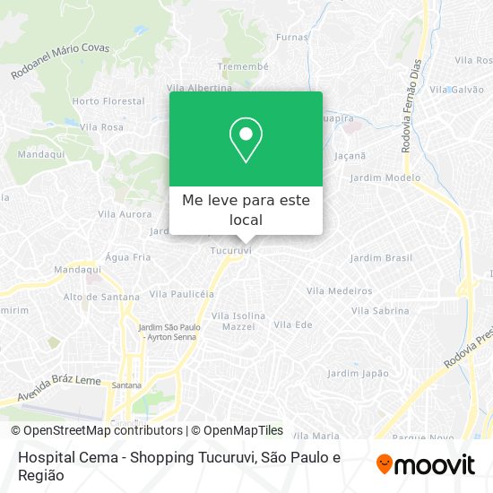 Hospital Cema - Shopping Tucuruvi mapa