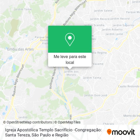 Igreja Apostólica Templo Sacrifício -Congregação: Santa Tereza mapa