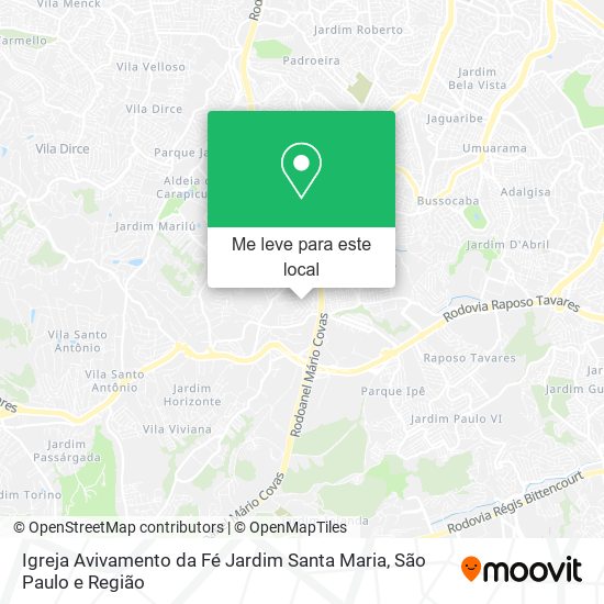 Igreja Avivamento da Fé Jardim Santa Maria mapa