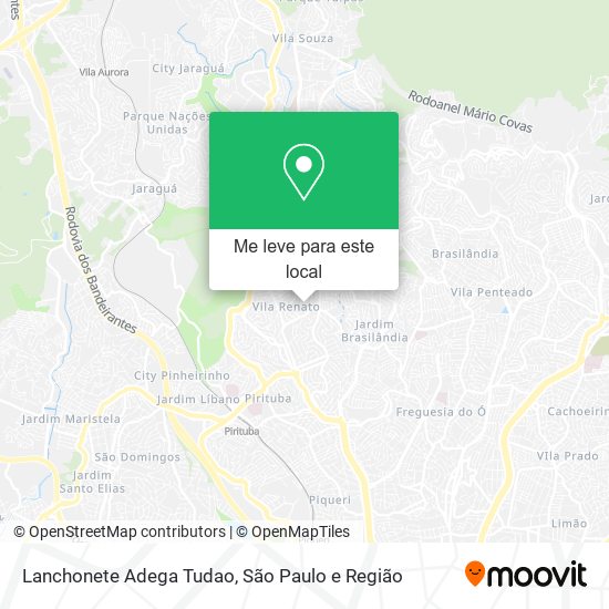 Lanchonete Adega Tudao mapa