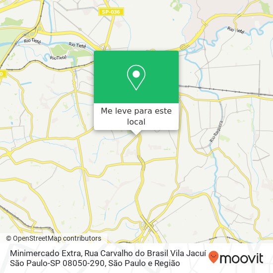 Minimercado Extra, Rua Carvalho do Brasil Vila Jacuí São Paulo-SP 08050-290 mapa