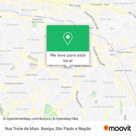 Rua Treze de Maio. Bexiga mapa