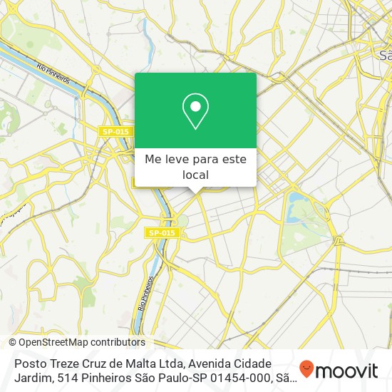 Posto Treze Cruz de Malta Ltda, Avenida Cidade Jardim, 514 Pinheiros São Paulo-SP 01454-000 mapa