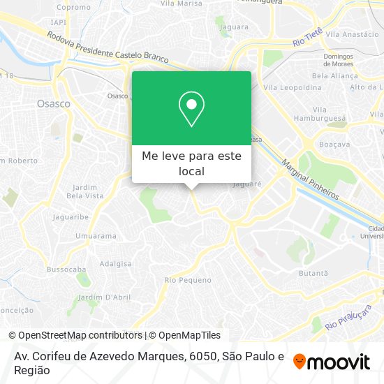 Av. Corifeu de Azevedo Marques, 6050 mapa