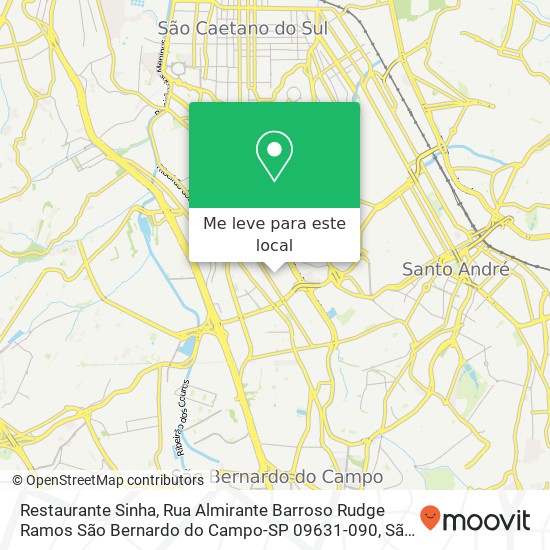 Restaurante Sinha, Rua Almirante Barroso Rudge Ramos São Bernardo do Campo-SP 09631-090 mapa