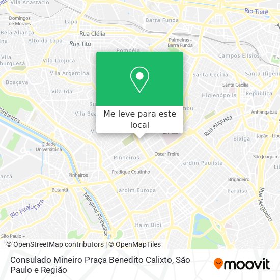 Consulado Mineiro Praça Benedito Calixto mapa