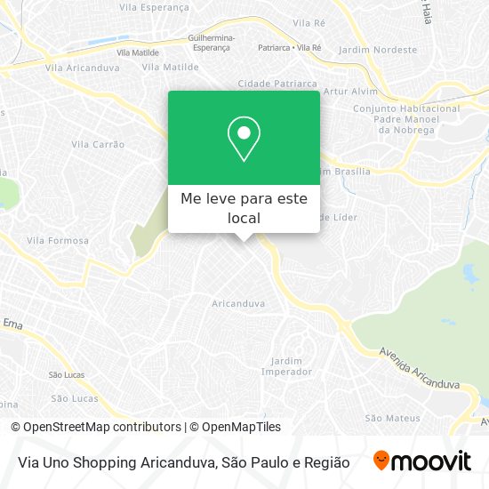 Via Uno Shopping Aricanduva mapa