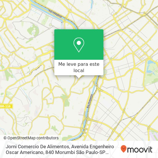 Jorni Comercio De Alimentos, Avenida Engenheiro Oscar Americano, 840 Morumbi São Paulo-SP 05673-050 mapa