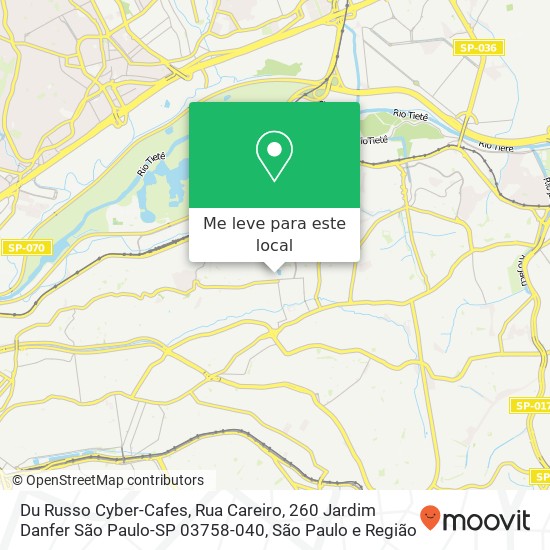 Du Russo Cyber-Cafes, Rua Careiro, 260 Jardim Danfer São Paulo-SP 03758-040 mapa