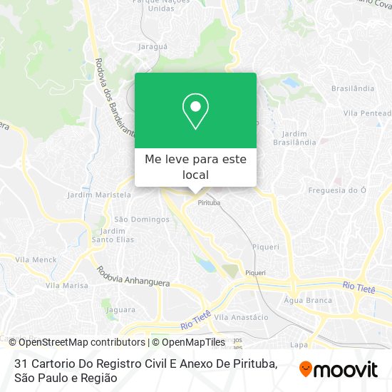 31 Cartorio Do Registro Civil E Anexo De Pirituba mapa