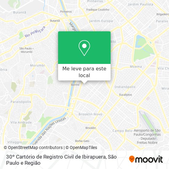 30º Cartório de Registro Civil de Ibirapuera mapa