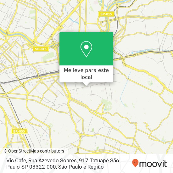 Vic Cafe, Rua Azevedo Soares, 917 Tatuapé São Paulo-SP 03322-000 mapa