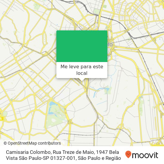 Camisaria Colombo, Rua Treze de Maio, 1947 Bela Vista São Paulo-SP 01327-001 mapa