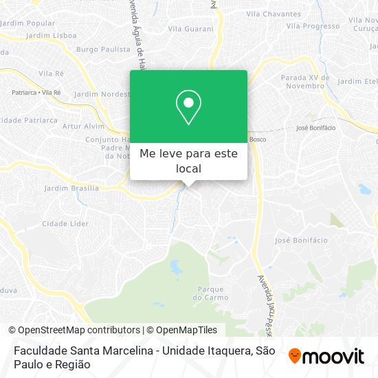 Faculdade Santa Marcelina - Unidade Itaquera mapa