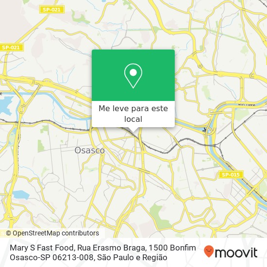 Mary S Fast Food, Rua Erasmo Braga, 1500 Bonfim Osasco-SP 06213-008 mapa