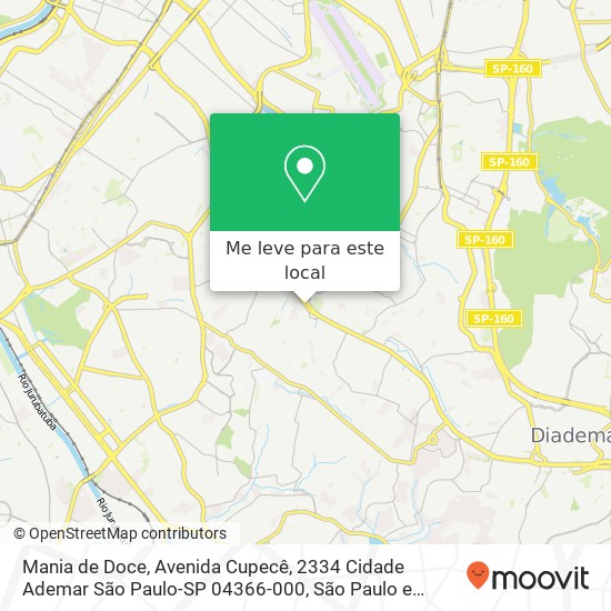 Mania de Doce, Avenida Cupecê, 2334 Cidade Ademar São Paulo-SP 04366-000 mapa