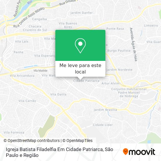 Igreja Batista Filadelfia Em Cidade Patriarca mapa