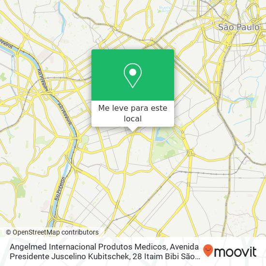 Angelmed Internacional Produtos Medicos, Avenida Presidente Juscelino Kubitschek, 28 Itaim Bibi São Paulo-SP 04543-013 mapa