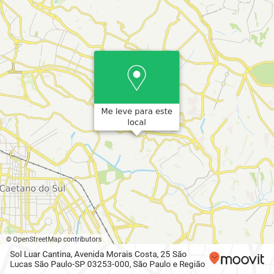 Sol Luar Cantina, Avenida Morais Costa, 25 São Lucas São Paulo-SP 03253-000 mapa