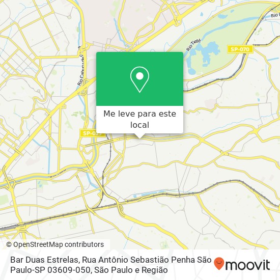 Bar Duas Estrelas, Rua Antônio Sebastião Penha São Paulo-SP 03609-050 mapa