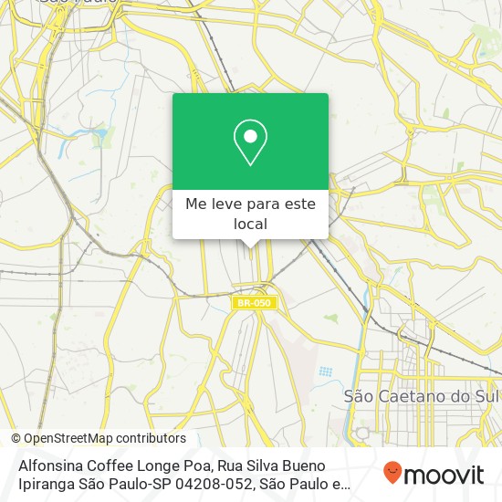 Alfonsina Coffee Longe Poa, Rua Silva Bueno Ipiranga São Paulo-SP 04208-052 mapa