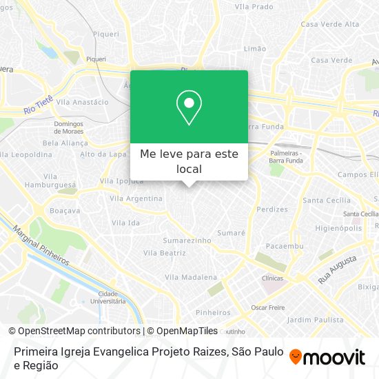 Primeira Igreja Evangelica Projeto Raizes mapa