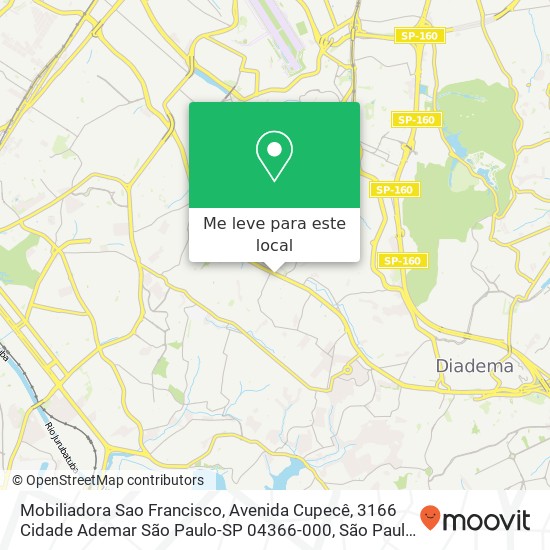 Mobiliadora Sao Francisco, Avenida Cupecê, 3166 Cidade Ademar São Paulo-SP 04366-000 mapa