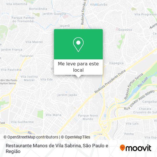 Restaurante Manos de Vila Sabrina mapa