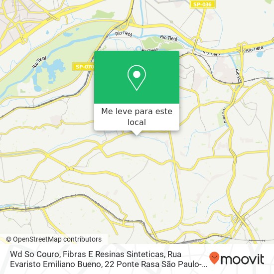 Wd So Couro, Fibras E Resinas Sinteticas, Rua Evaristo Emiliano Bueno, 22 Ponte Rasa São Paulo-SP 03881-110 mapa