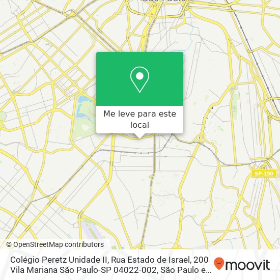 Colégio Peretz Unidade II, Rua Estado de Israel, 200 Vila Mariana São Paulo-SP 04022-002 mapa