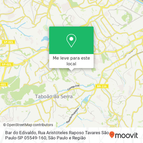 Bar do Edivaldo, Rua Aristóteles Raposo Tavares São Paulo-SP 05549-160 mapa