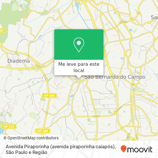 Avenida Piraporinha (avenida piraporinha caiapós), Piraporinha Diadema-SP mapa