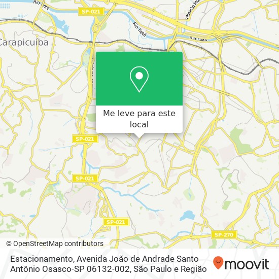 Estacionamento, Avenida João de Andrade Santo Antônio Osasco-SP 06132-002 mapa