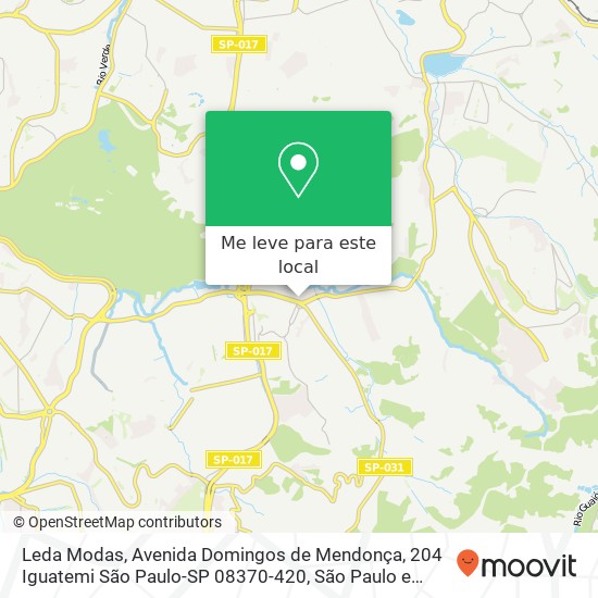 Leda Modas, Avenida Domingos de Mendonça, 204 Iguatemi São Paulo-SP 08370-420 mapa