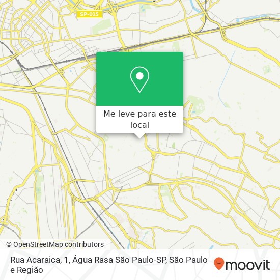 Rua Acaraica, 1, Água Rasa São Paulo-SP mapa