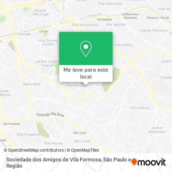 Sociedade dos Amigos de Vila Formosa mapa