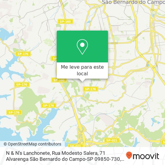 N & N's Lanchonete, Rua Modesto Salera, 71 Alvarenga São Bernardo do Campo-SP 09850-730 mapa