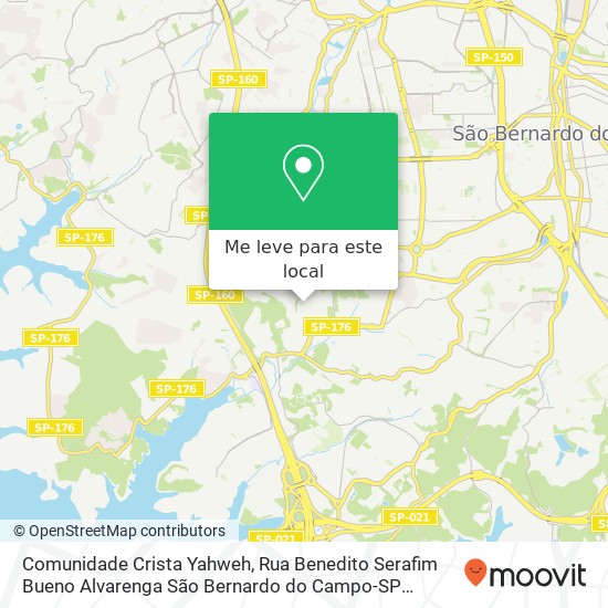 Comunidade Crista Yahweh, Rua Benedito Serafim Bueno Alvarenga São Bernardo do Campo-SP 09850-780 mapa