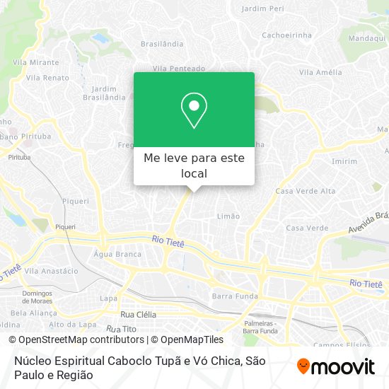 Núcleo Espiritual Caboclo Tupã e Vó Chica mapa