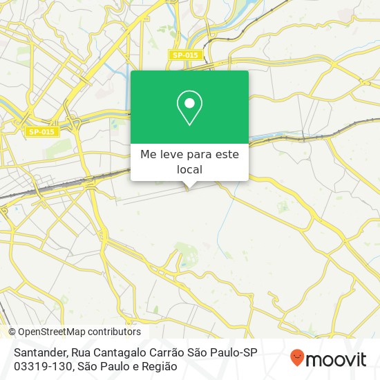 Santander, Rua Cantagalo Carrão São Paulo-SP 03319-130 mapa
