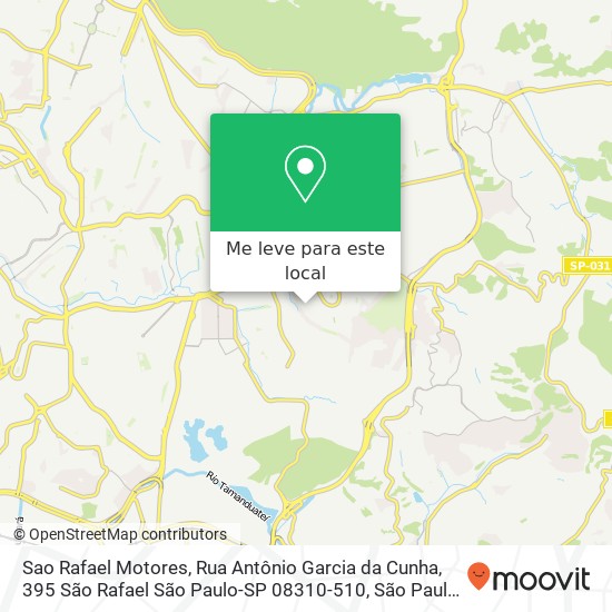 Sao Rafael Motores, Rua Antônio Garcia da Cunha, 395 São Rafael São Paulo-SP 08310-510 mapa